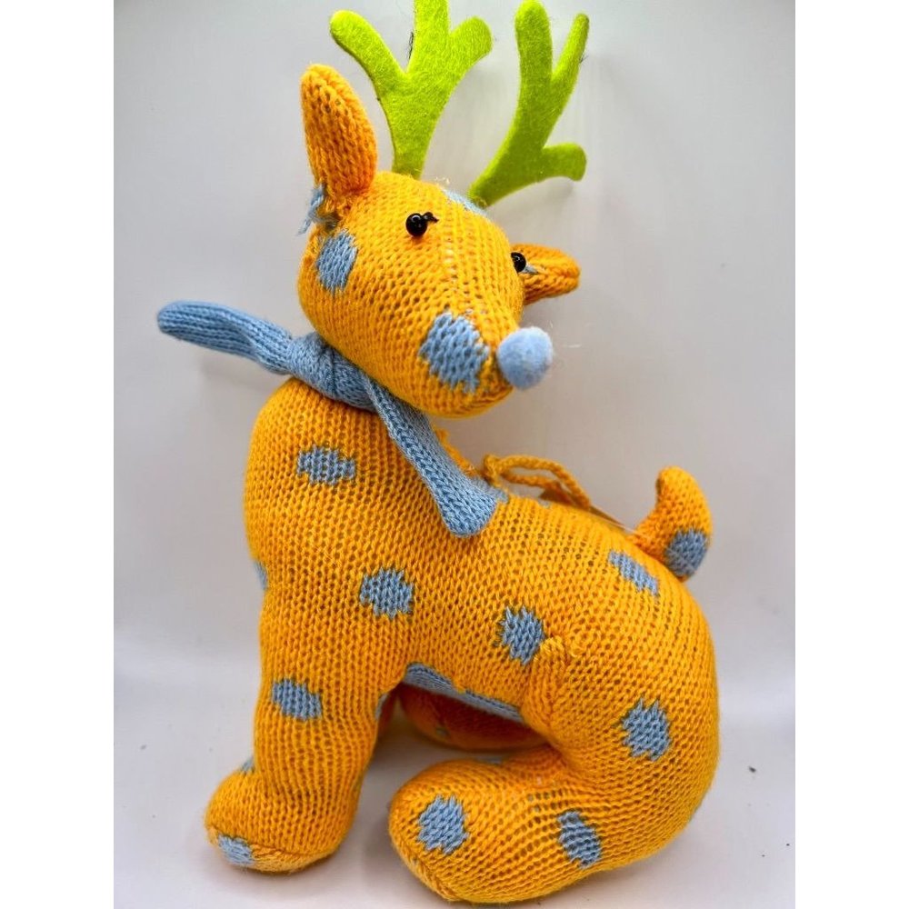 RAZ Imports Knit Giraffe Ornament/Decoration Orange Blue READ